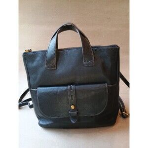 Fossil Hunter Black Leather Backpack Purse Pebbled Brass Hardware $180 MSRP